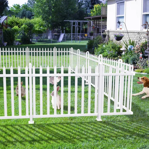 Vista 10 de COARBOR - Postes de PVC de 32.6 pulgadas de alto para valla decorativa de PVC, accesorios para patio, perros, barrera de animales, al aire libre