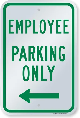 Vista 18 de SmartSign Letrero de metal "Employee Parking Only" de 18 x 12 pulgadas con flecha derecha, aluminio laminado inoxidable de 63 mil, verde y blanco