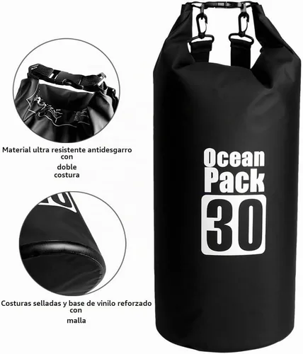 Vista 4 de Bolsa seca flotante impermeable Bear Outdoor, para canotaje, kayak, senderismo, snowboard, acampada, rafting, pesca y excursionismo, negro, 10L