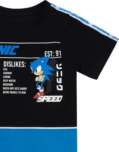 Vista 4 de Sonic The Hedgehog Camiseta de manga corta negra para niños