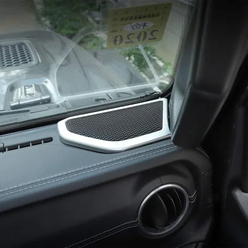 Vista 2 de Cubierta de altavoz A pilar Accesorios interiores para Jeep Wrangler JL JLU Gladiator JT 2018-2024 (plateado)