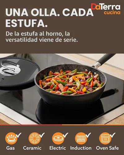 Vista 2 de Sartén profesional para freír con tapa, de Vesuvio