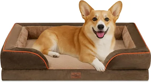 Vista 127 de Comfort Expression - Cama ortopédica para perros medianos, 28 x 19 pulgadas, cama impermeable y de apoyo de espuma con cojines removibles, sofá
