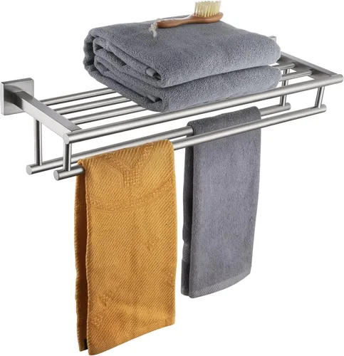 Vista 14 de KOKOSIRI Estante para toallas con doble barra de toallas de 16 pulgadas, toallero de baño, soporte para toallas montado en la pared de acero
