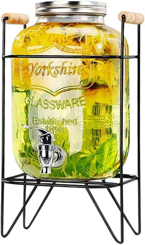 Vista 17 de Dispensador de bebidas de vidrio con espita sin fugas, dispensador de agua, contenedor de jugo para el hogar, dispensador de bebidas frías perfecto