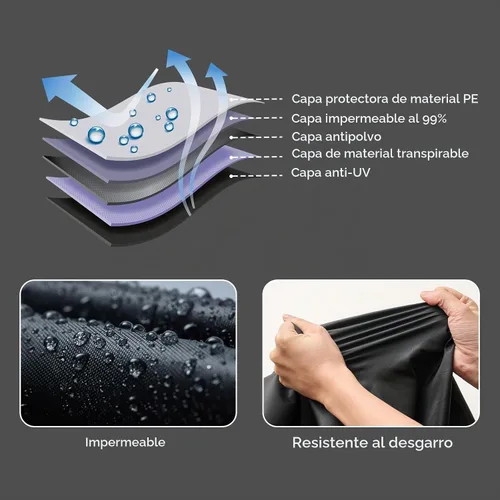 Vista 5 de NEVERLAND Funda impermeable para automóvil para todo tipo de clima, se