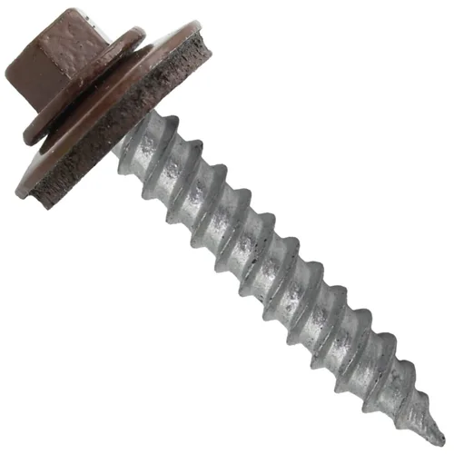 Vista 166 de 12 tornillos para techos de metal gris ABC de 1-1/2 pulgadas, cabezal de arandela hexagonal, arranque automático/roscado, arandela EPDM. 1 bolsa