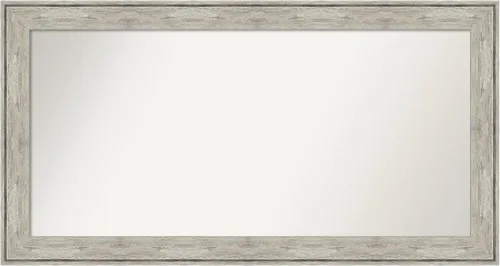 Vista 12 de Amanti Art Espejo de baño plateado para sobre el fregadero, 28 x 37 pulgadas, elegante espejo rectangular de peltre cepillado, marco de madera