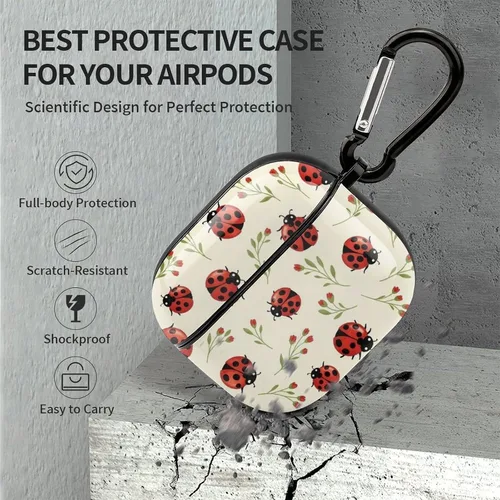 Vista 6 de Linda funda de mariquitas compatible con AirPods 3 con llavero Patrón 304.