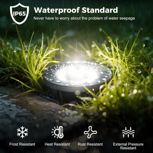 Vista 2 de Brightown Luces Solares Exteriores Impermeables, 12 Paquetes de Luces LED Solares Empotradas para Patio, Jardín, Césped, Terraza, Exterior, Sendero