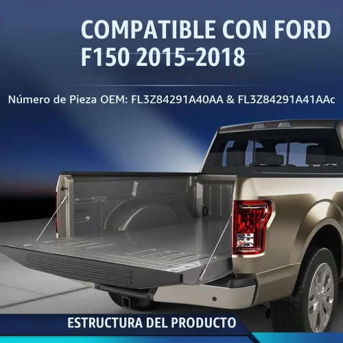 Vista 2 de PIT66 Tapa de moldura para portón trasero, compatible con Ford F-150 2015-2020 Protector de moldeo (no compatible con Flex Step), parte superior