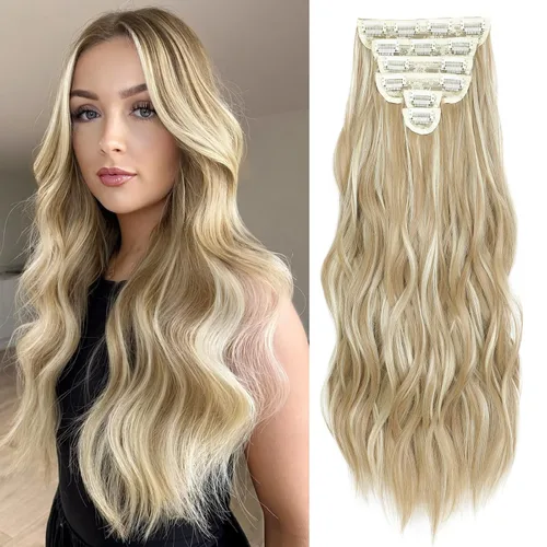Vista 26 de Extensiones de cabello con clip para mujer, mezcla negra oscura con reflejos marrón claro, 20 pulgadas, 6 piezas, extensiones de cabello largo