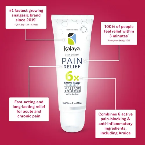 Vista 2 de Kalaya Crema para aliviar el dolor con árnica de acción rápida para aliviar el dolor articular y muscular, 6 ingredientes naturales, aplicador