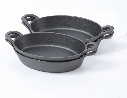 Vista 9 de HAWOK Mini platos ovalados de hierro fundido con una bolsa de almacenamiento, 6.1 x 3.85 pulgadas, 8 onzas, 4