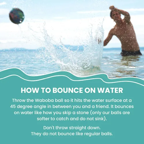 Vista 6 de Waboba Paquete de 2 pelotas de salto de agua para juegos de piscina y playa, pelota de rebote de agua, regalo para niños y adolescentes, abstracto