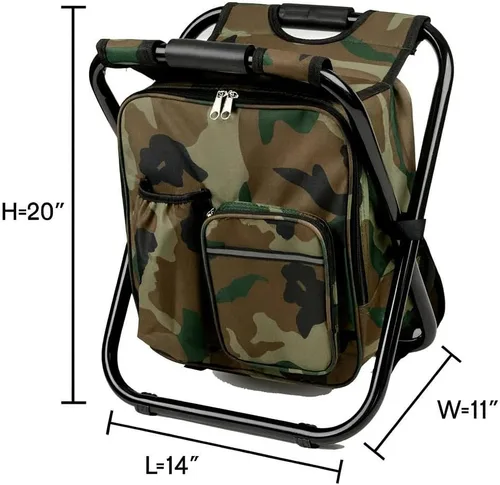 Vista 3 de Voyager Tools Taburete de mochila ligero, silla de camping portátil y paquete refrigerador, silla de golf combinada