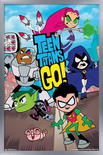 Vista 15 de Trends International DC Comics Teen Titans Go! - Póster de pared grupal, 22.4 pulgadas de largo x 14.7 pulgadas, versión enmarcada en madera