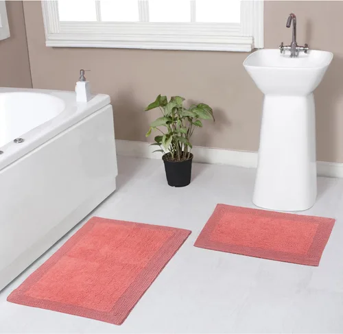 Vista 38 de Home Weavers Luxury Collection 100% Cotton Reversible Bathroom Rugs Set, Washable Rug, Soft Cotton Extra Soft and Absorbent Bath Rug, Kitchen Mat, 2