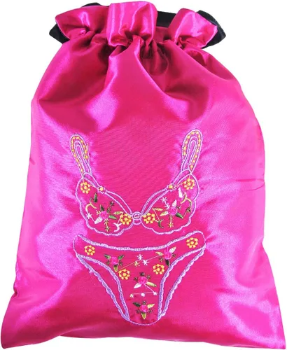 Vista 2 de Wrapables Sujetador y bragas bordado de seda Lencería Bag - Magenta
