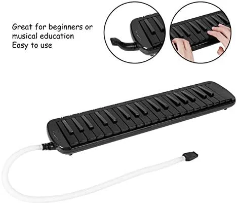 Vista 3 de Teclado de piano de boca melódica de 37 teclas con tubo de soplado y tubo de viento, instrumento musical para principiantes, incluye calcomanía