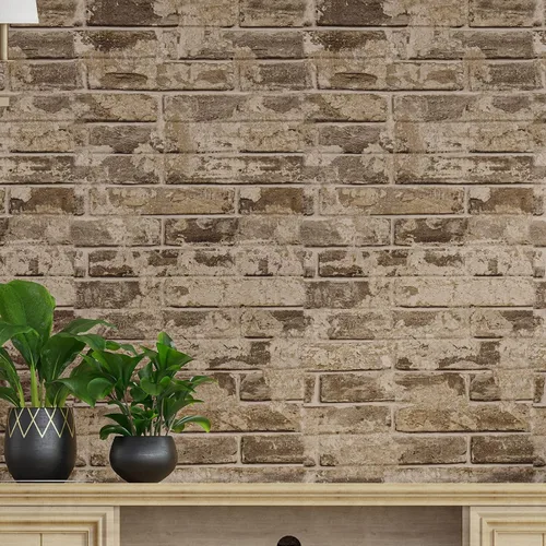 Vista 5 de VEELIKE Papel tapiz de ladrillo sintético marrón de 15.7 x 118 pulgadas, con textura 3D, autoadhesivo, impermeable, para pared, cocina, salpicadero
