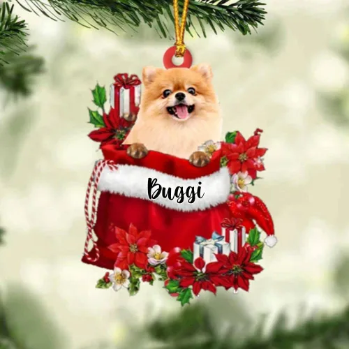 Vista 50 de Perro Akita Inu personalizado en bolsa de regalo, adorno de Navidad, nombre personalizado, regalo para amantes de los perros, familia, Navidad