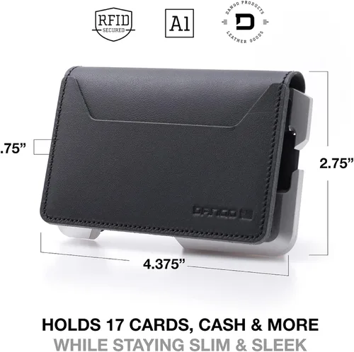 Vista 4 de Dango D01 Dapper EDC Wallet - Hecho en Estados Unidos - Cuero genuino, aluminio CNC y bloqueo RFID