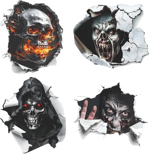 Vista 7 de Kiddale 4 Sheets Halloween Toilet Lid Decals, Cat Bat Pumpkin Stickers Home