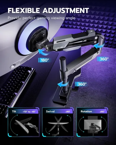 Vista 5 de ARES WING Brazo de monitor ultraancho para pantalla de 24 a 57 pulgadas