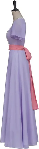 Vista 4 de Titanic Rose - Disfraz de traje de baño, vestido de color rosa blanco y morado, vestido de fiesta de noche para mujer, vestido de regencia