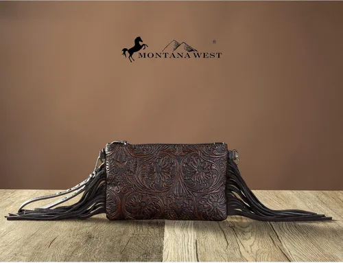 Vista 2 de Montana West Bolso cruzado estilo Western para mujer, bolso de mano de pulsera