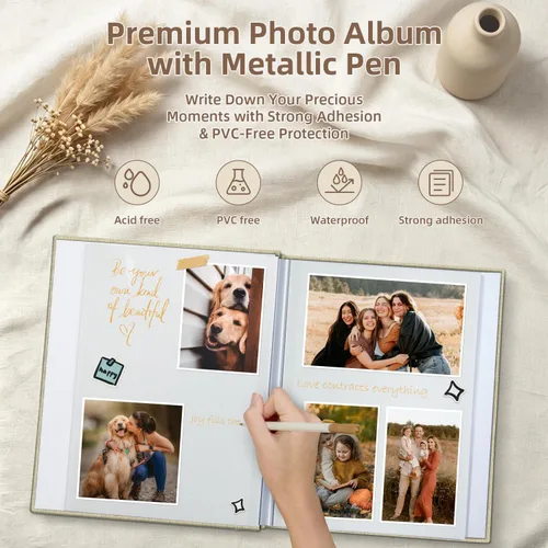 Vista 4 de popotop Álbum de fotos autoadhesivo con ventana de visualización de imágenes, kit de suministros de bricolaje para álbum de recortes de 40 páginas