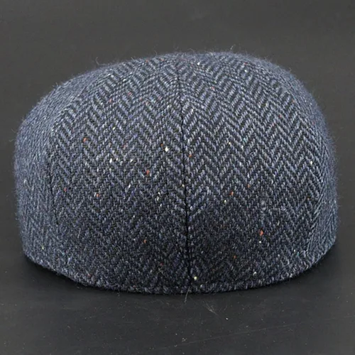 Vista 4 de Hombres Mezcla De Lana Newsboy Gorra 8 Panel Tweed Flat Cap Cabbie Hat Snap Brim