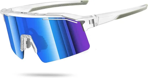 Vista 19 de Polarized Sports Sunglasses for Men Women UV400 Protection Todo negro
