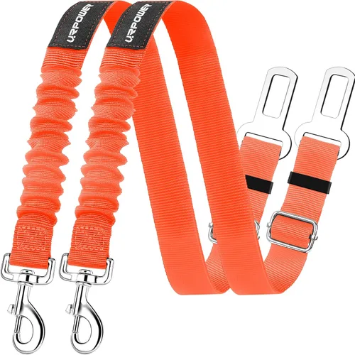 Vista 8 de URPOWER Paquete de 2 cinturones de seguridad para perro, arnés retráctil para automóvil, cinturón de seguridad ajustable para mascotas