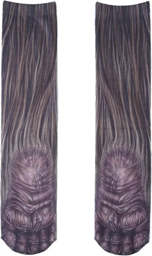 Vista 2 de Calcetines de patas de animales, loco diseño en 3D de patas de gatos, perros y tigres. Divertido regalo navideño para mujer u hombre adultos