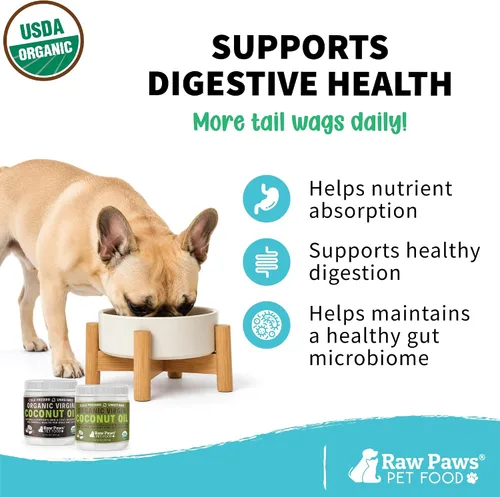 Vista 4 de Raw Paws Aceite de coco orgánico virgen para perros y gatos, 4 onzas, tratamiento para picazón en la piel, nariz seca, patas, codos, loción
