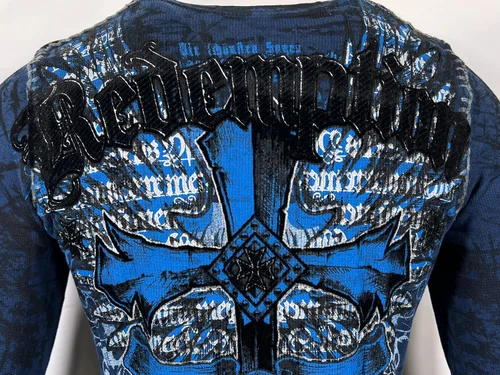 Vista 7 de Archaic Affliction - Camisa térmica para hombre, color azul marino lealtad, Azul