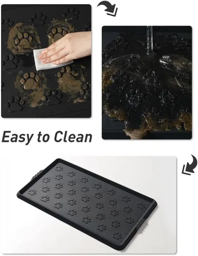 Vista 4 de SUPENUIN Bandeja de botas con patrón de patas para entrada, alfombrillas de goma impermeables para perros, bandeja multiusos para entrada