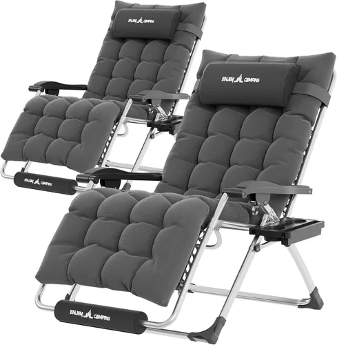 Vista 23 de UDPATIO Silla reclinable de gran tamaño para patio con cojín extraíble Negro Z-xl