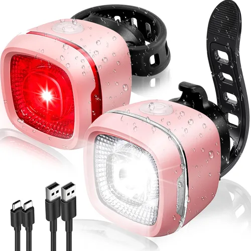 Vista 11 de Luz de bicicleta impermeable IPX6, con 5 + 5 modos, impermeable, tipo C, para montar por la noche, luces de bicicleta de larga vida útil de 17 horas