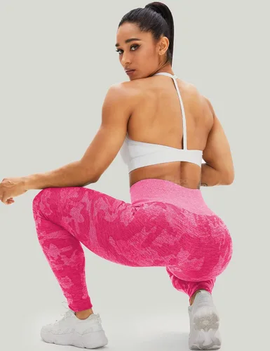 Vista 6 de HIGORUN - Leggings sin costuras para mujer, moldeadores, con diseño gráfico de sonrisas, de cintura alta, para el gimnasio, yoga o hacer ejercicio