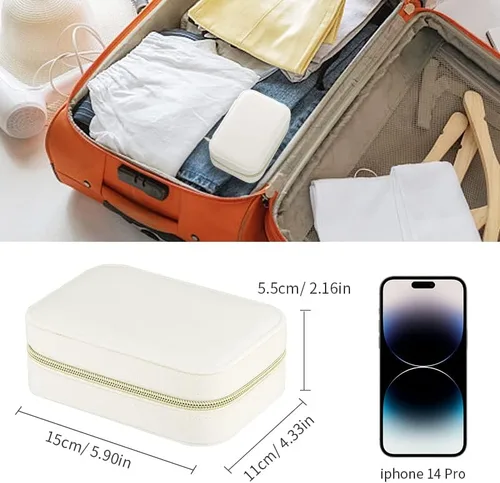Vista 7 de Firelex Joyero de viaje para joyas, organizador portátil de joyería, estuche de joyería de terciopelo para mujer, mini caja de joyería para anillos