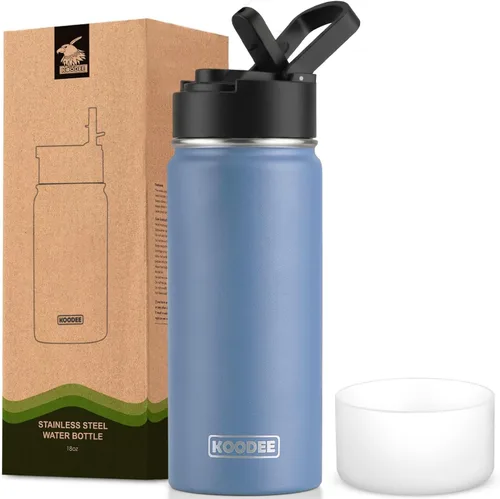 Vista 113 de koodee Botella de agua para niños, botella de agua de acero inoxidable de 12 onzas con aislamiento al vacío para la escuela, botella de agua de boca