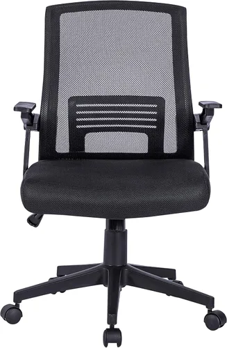 Vista 5 de Techni Mobili, Silla ergonómica negra de malla de oficina Mid-back office chair, lumbar support, breathable mesh back, height adjustable, flip-up