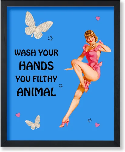 Vista 68 de Poster Master Pin Up Girl Poster - Better Late Than Ugly Print - Butterfly Art - Modern Art - Trendy Art - Gift for Men & Women - Funny Decor for