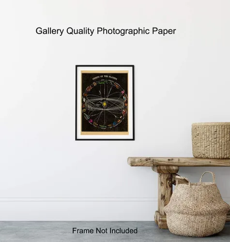 Vista 8 de Arte astrológico, póster de carta planetaria astrológica vintage de 8 x 10 pulgadas, regalo único para astronomía, quiromancia, fanáticos de lo