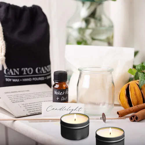 Vista 5 de Latas vacías de metal para velas, 18 piezas, 4 onzas, necesidades de fabricación de velas de bricolaje (negro)