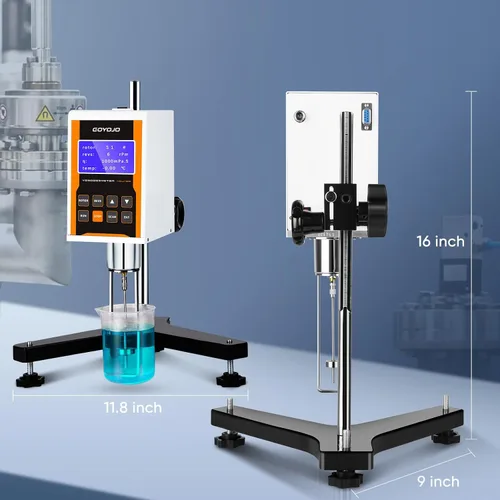 Vista 4 de Viscosímetro rotativo digital con 4 rotores y sonda de temperatura, medidor de viscosidad de laboratorio con salida de datos para tintas, pinturas