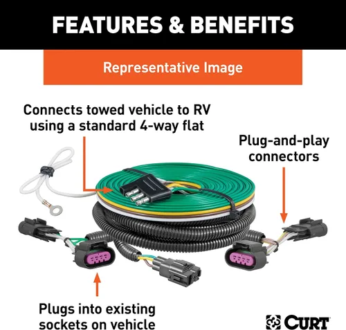 Vista 2 de Arnés de cableado personalizado para vehículos remolcados, compatible con Wrangler JK seleccionados